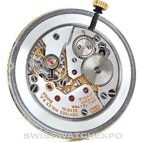 The image shows the internal mechanism and movement components of a Rolex Cellini 4112 Men's Yellow Gold Champagne Dial 4112 Men's Yellow Gold Champagne Dial watch from a top-down angle.