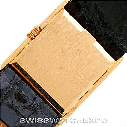 This image shows the clasp and part of the leather strap of a Rolex Cellini 4016 Men's Yellow Gold Champagne Dial 4016 Men's Yellow Gold Champagne Dial watch from a close-up angle.