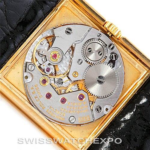 This image shows the internal mechanism of a Rolex Cellini 4016 Men's Yellow Gold Champagne Dial 4016 Men's Yellow Gold Champagne Dial watch, viewed from a rear angle with the case back removed.