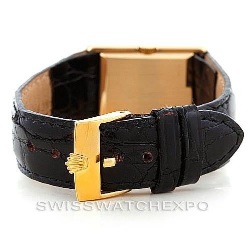 The image shows the back view of the strap and buckle of a Rolex Cellini 4016 Men's Yellow Gold Champagne Dial 4016 Men's Yellow Gold Champagne Dial watch.