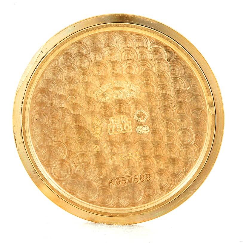 This image shows the inner back case of a Rolex Cellini 4233 Men's Yellow Gold White Dial 4233 Men's Yellow Gold White Dial watch.