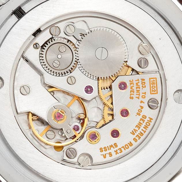 This image shows the internal mechanical components and movement of a Rolex Cellini 4233 Men's White Gold White Dial 4233 Men's White Gold White Dial watch from a top-down angle.