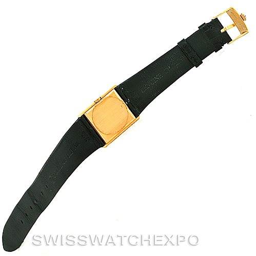 The image shows a Rolex Cellini 4016 Men's Yellow Gold White Dial 4016 Men's Yellow Gold White Dial watch from a top-down angle, highlighting the gold case and black leather strap.