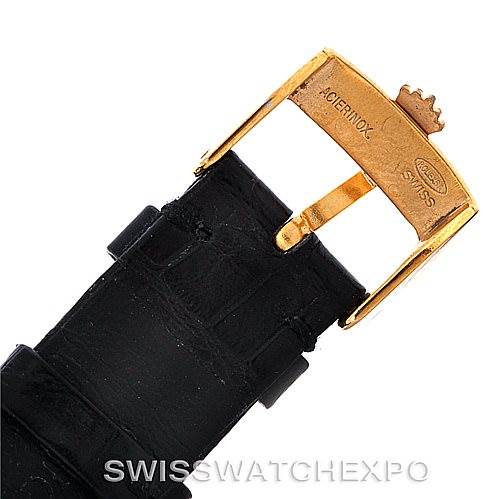 The image shows the buckle of a Rolex Cellini 4016 Men's Yellow Gold White Dial 4016 Men's Yellow Gold White Dial watch, focusing on the clasp and part of the leather strap.