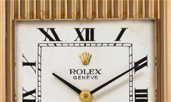 The image shows a close-up of the dial and hands of a Rolex Cellini 4016 Men's Yellow Gold White Dial 4016 Men's Yellow Gold White Dial watch, highlighting its Roman numerals and brand logo.