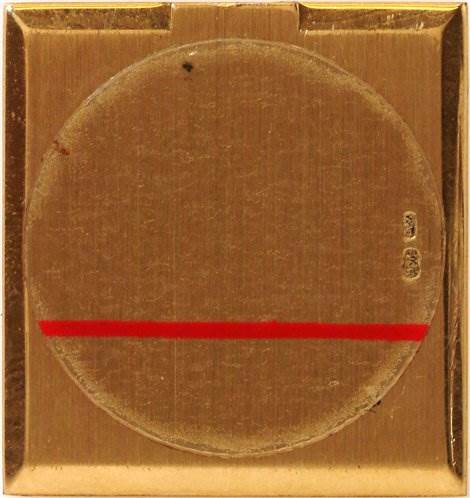 This image shows the back view of a Rolex Cellini 4012 Men's Yellow Gold White Dial 4012 Men's Yellow Gold White Dial watch case, highlighting its rectangular shape and gold finish.