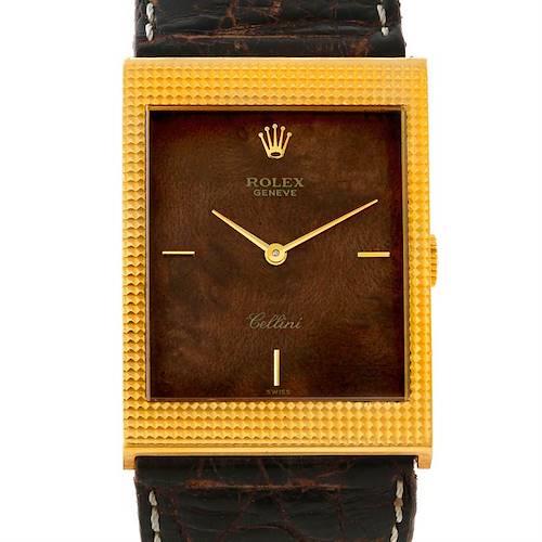 Photo of Rolex Cellini Vintage 18k Yellow Gold Wooden Dial Watch 4127