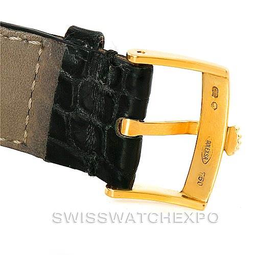 This image shows the buckle and strap end of a Rolex Cellini 5330 Men's Yellow Gold White Dial 5330 Men's Yellow Gold White Dial watch at a close-up angle.