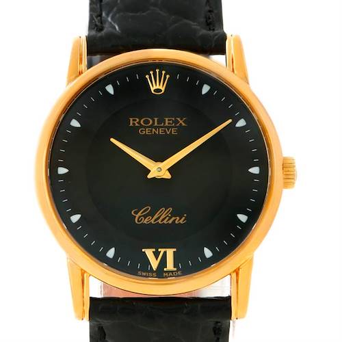 Photo of Rolex Cellini Classic 18k Yellow Gold Black Dial Watch 5116