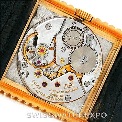 This image shows the internal mechanism and gears of a Rolex Cellini 4012 Men's Yellow Gold Blue Dial 4012 Men's Yellow Gold Blue Dial watch from the back.