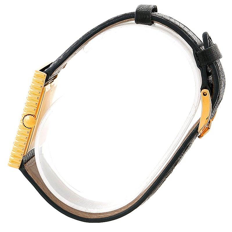 The image shows a side view of a Rolex Cellini 4012 Men's Yellow Gold Blue Dial 4012 Men's Yellow Gold Blue Dial watch, highlighting the strap and gold case.