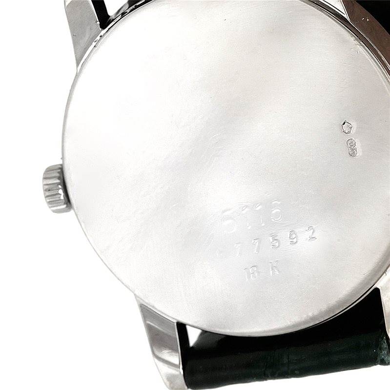 The image shows the back case of a Rolex Cellini 5116 Men's White Gold Mother of Pearl Dial 5116 Men's White Gold Mother of Pearl Dial watch, highlighting its model number and crown.