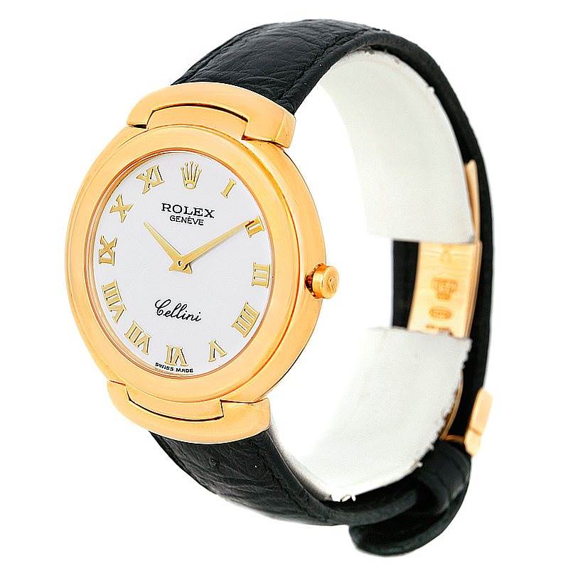 Rolex Cellini 18k Yellow Gold White Roman Dial Mens Watch 6623 ...