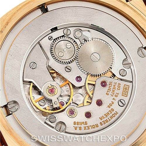 This image shows the intricate movement mechanism of the Rolex Cellini 5330 Men's Yellow Gold White Dial 5330 Men's Yellow Gold White Dial watch, viewed from the back.