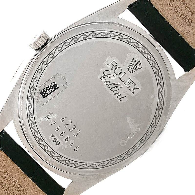 The image shows the back case of a Rolex Cellini 4233 Men's White Gold Black Dial 4233 Men's White Gold Black Dial watch, displaying the model number and the brand name.