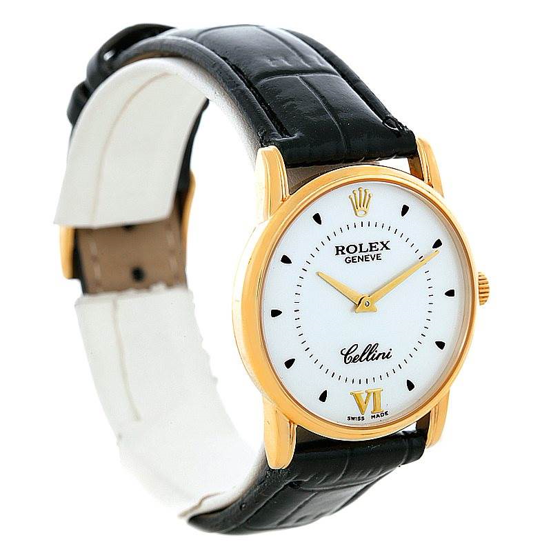 Rolex Cellini Classic 18k Yellow Gold Silver Dial Watch 5116 SwissWatchExpo