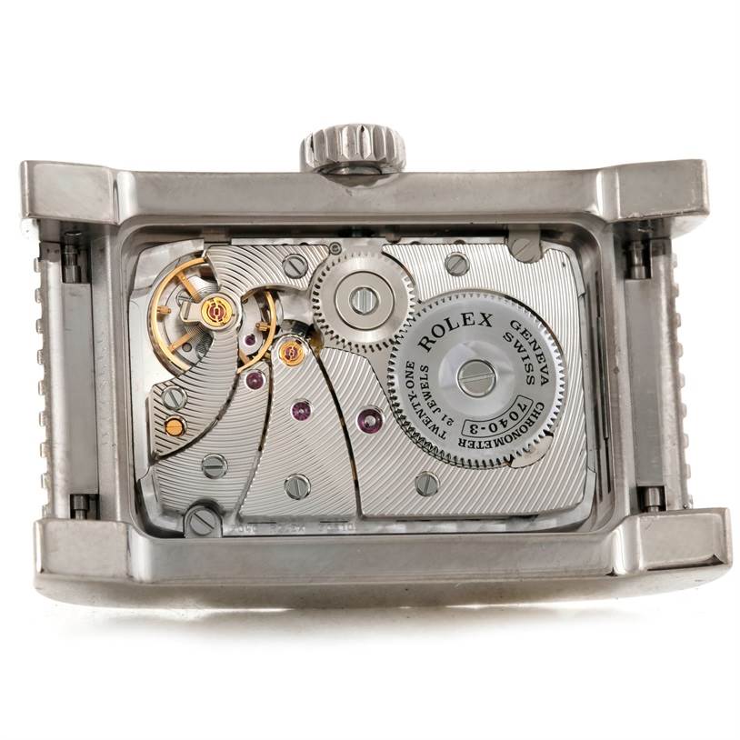 This image shows the internal mechanism of a Rolex Cellini 5441 Men's White Gold Silver Dial 5441 Men's White Gold Silver Dial model watch, viewed from the back.