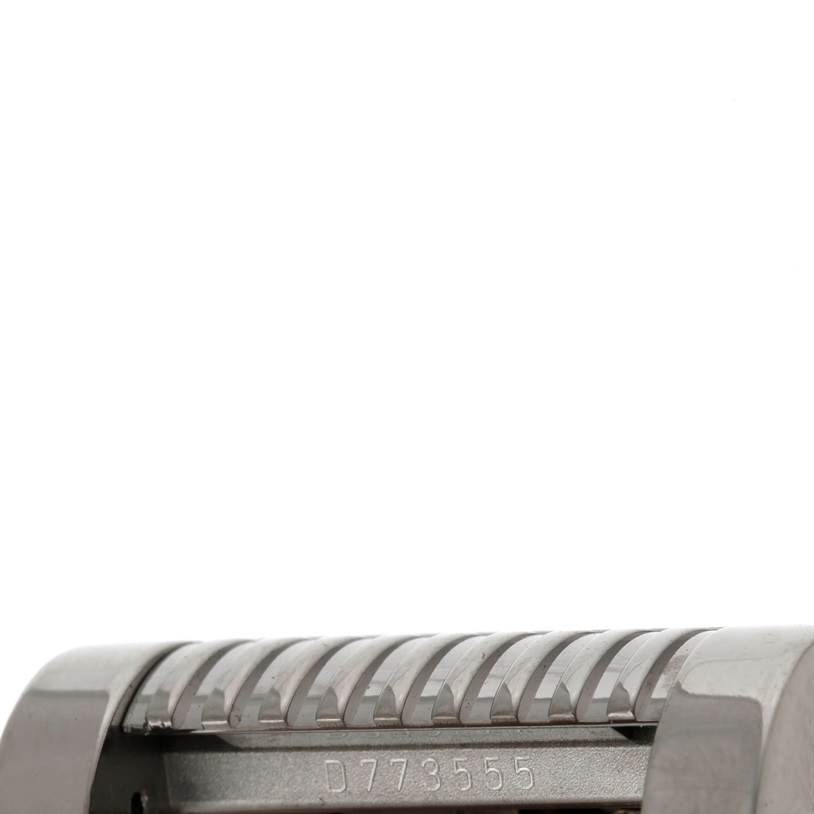 This image shows a close-up of the deployment clasp mechanism of the Rolex Cellini 5441 Men's White Gold Silver Dial 5441 Men's White Gold Silver Dial watch.