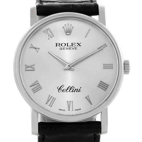 Photo of Rolex Cellini Classic Mens 18K White Gold Silver Watch 5115 Unworn