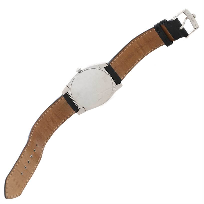 This image shows the back and strap of a Rolex Cellini 5330 Men's White Gold Mother of Pearl Dial 5330 Men's White Gold Mother of Pearl Dial model watch from a top-down angle.