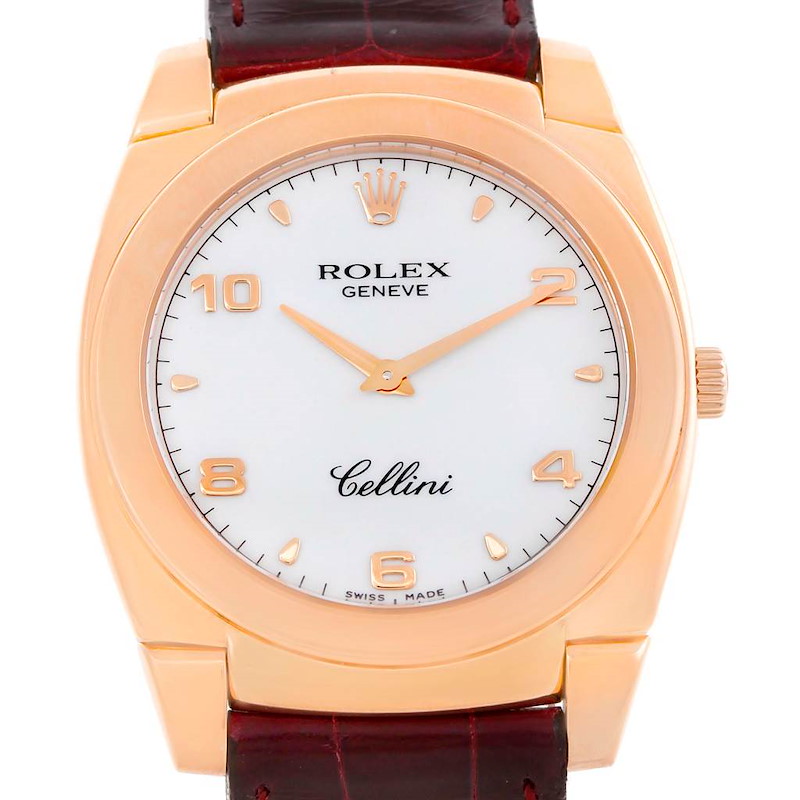 Rolex Cellini Cestello 18K Rose Gold White Dial Watch 5330 SwissWatchExpo