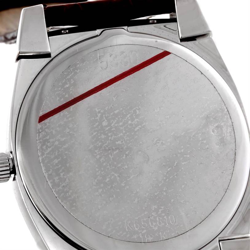 The image shows the back case of a Rolex Cellini 5330 Men's White Gold Mother of Pearl Dial 5330 Men's White Gold Mother of Pearl Dial watch, viewed from a straight angle.