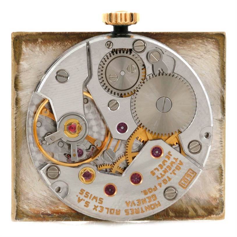 This image shows the internal mechanical movement of a Rolex Cellini 5071 Men's Yellow Gold Champagne Dial 5071 Men's Yellow Gold Champagne Dial watch, viewed from the back.