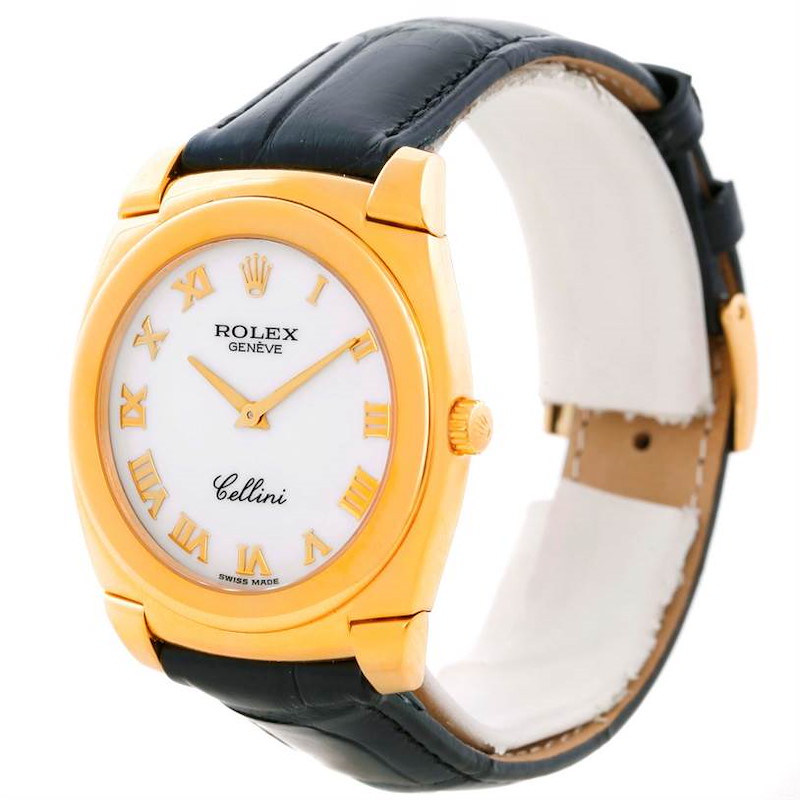 Rolex Cellini Cestello 18K Yellow Gold White Dial Mens Watch 5330 SwissWatchExpo