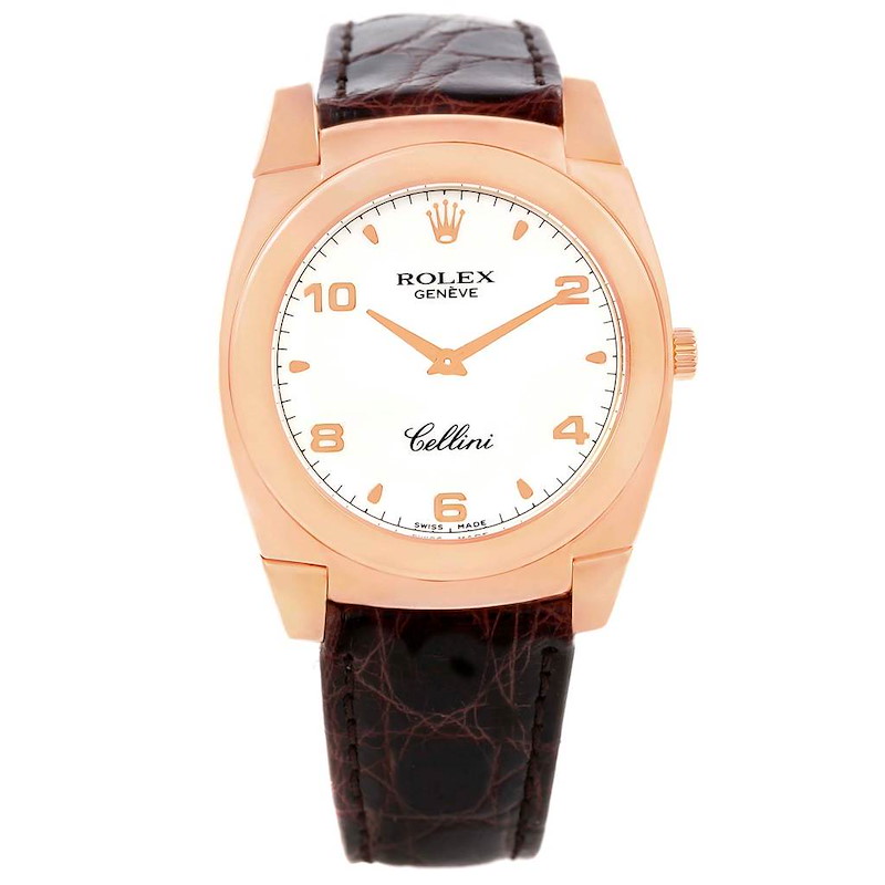 Rolex Cellini Cestello 18K Rose Gold White Dial Watch 5330 SwissWatchExpo