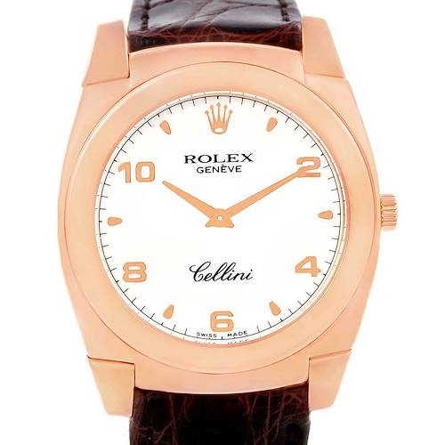 Photo of Rolex Cellini Cestello 18K Rose Gold White Dial Watch 5330