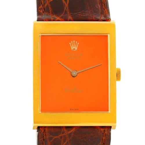 Photo of Rolex Cellini Vintage 18K Yellow Gold Orange Mirror Dial Watch 4014