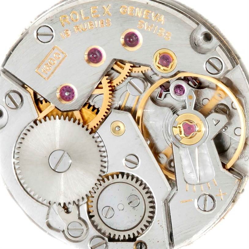 This image shows the internal mechanical components and movement of a Rolex Cellini 4014 Men's White Gold Silver Dial 4014 Men's White Gold Silver Dial watch.