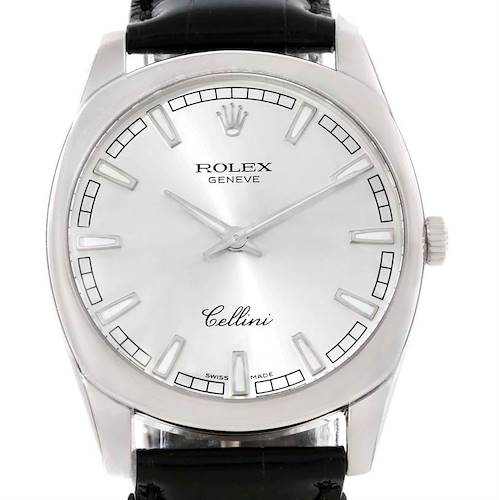 Photo of Rolex Cellini Danaos 18k White Gold Silver Dial Watch 4243/8 Unworn