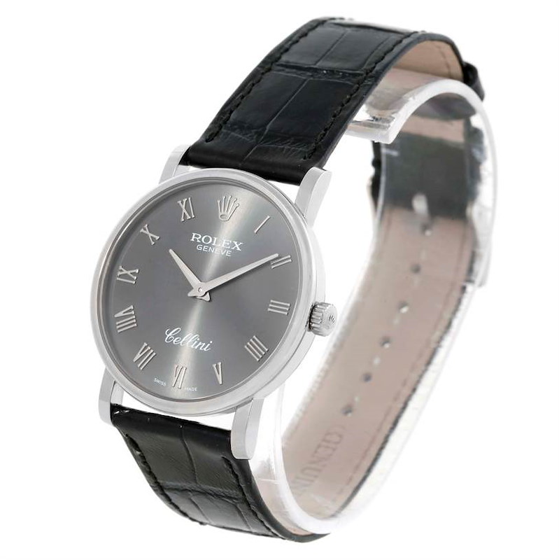 Rolex Cellini Classic Mens 18K White Gold Slate Dial Watch 5115 Unworn SwissWatchExpo