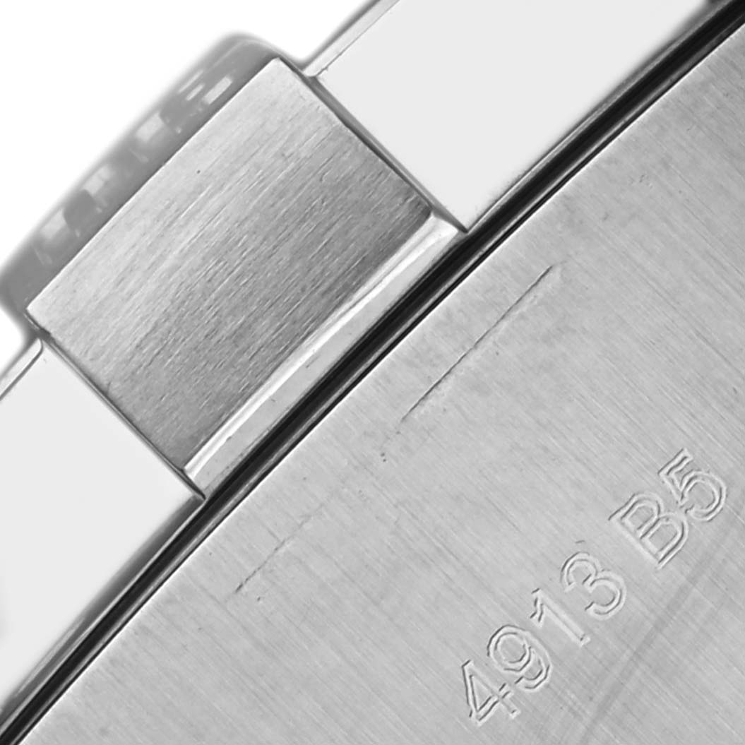 The image shows a close-up of the stainless steel clasp with engraved numbers on the Breitling Avenger A1733110/BC31 Men's Stainless Steel Black Dial A1733110/BC31 Men's Stainless Steel Black Dial watch.