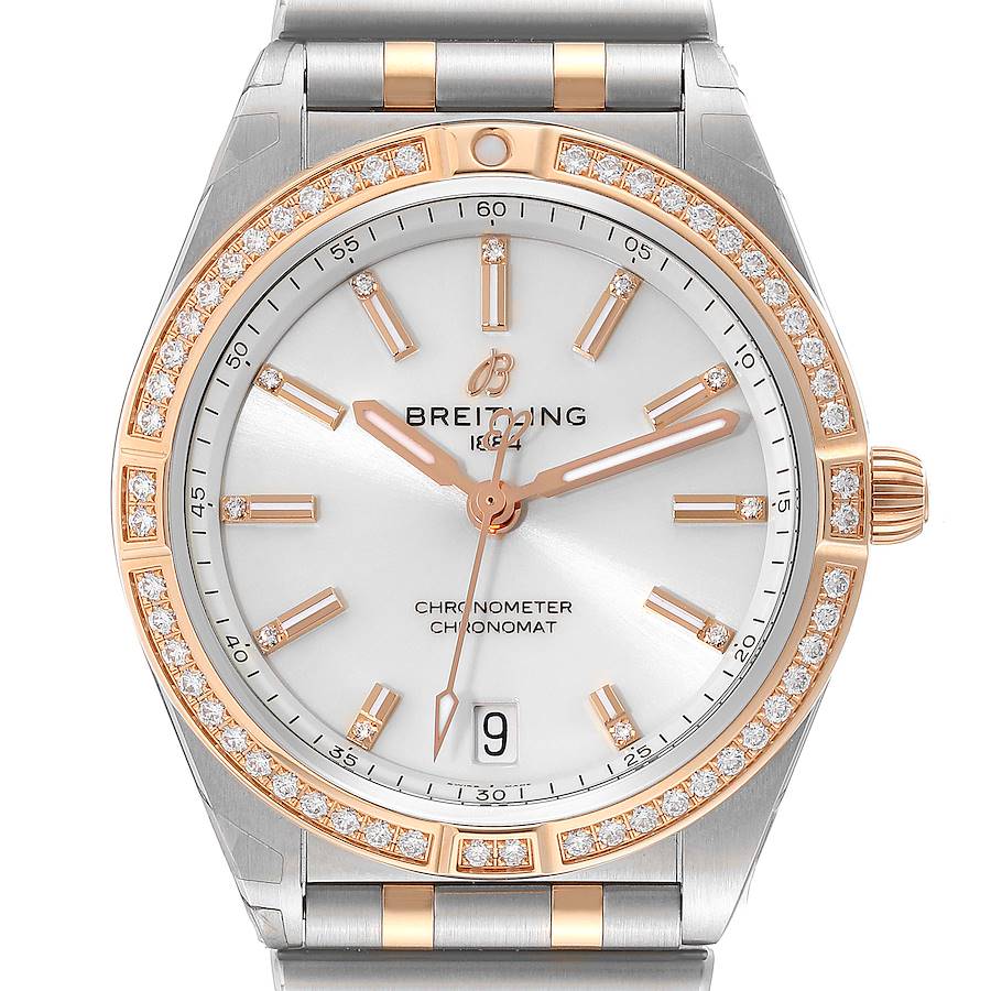 Breitling Chronomat 36 Diamond Dial Steel Rose Gold Ladies Watch U10380 Unworn SwissWatchExpo