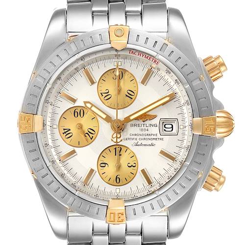 Photo of Breitling Chronomat Steel 18K Yellow Gold Mens Watch B13356 Box Papers