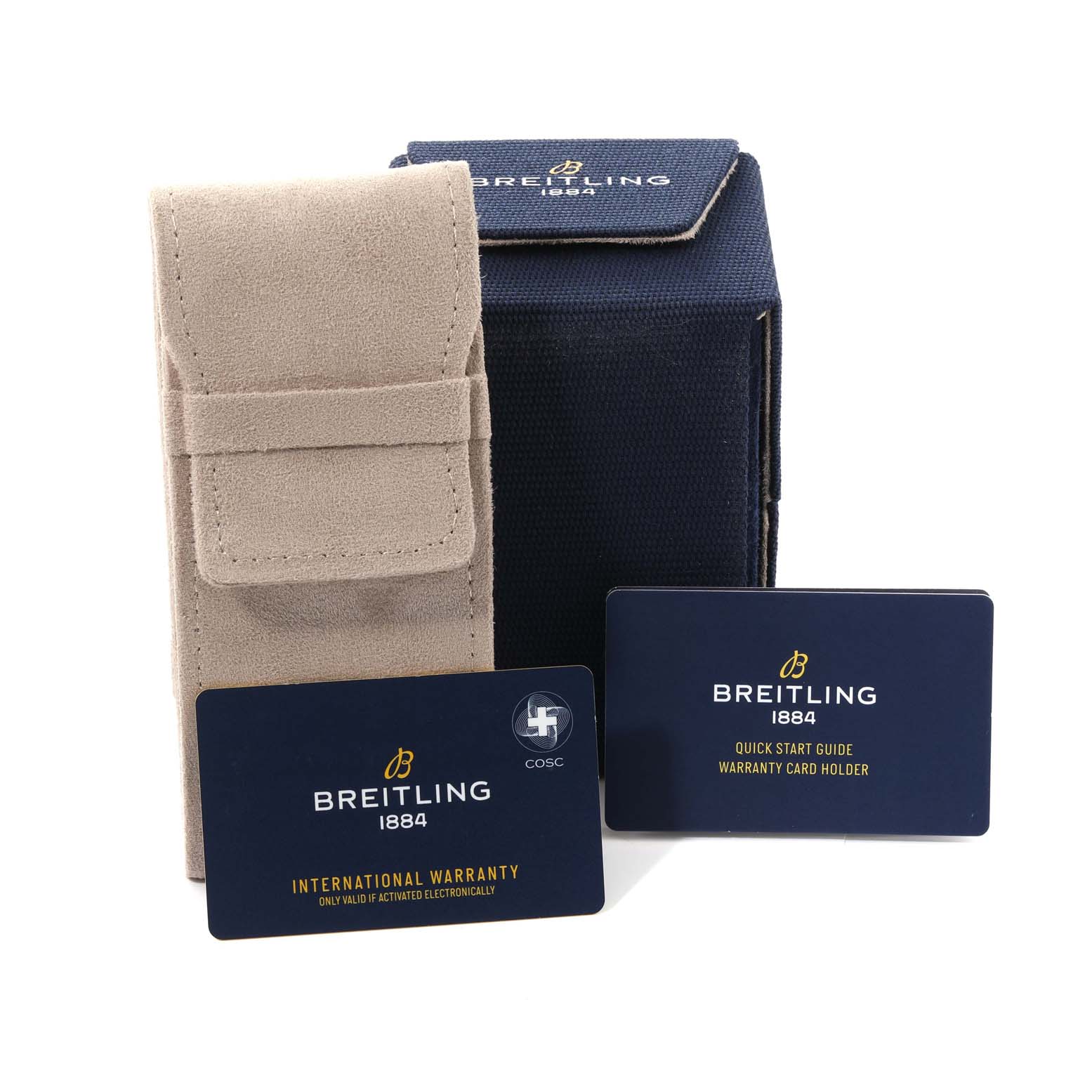 The image shows the packaging and accessories for the Breitling A17316 Women's Stainless Steel Orange Dial A17316 Women's Stainless Steel Orange Dial Superocean 36mm Orange Dial Steel Ladies Watch A17316 Unworn model.