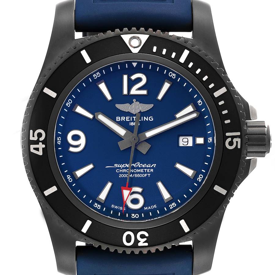 Breitling Superocean 46 Blue Dial DLC Steel Mens Watch M17368 Unworn SwissWatchExpo