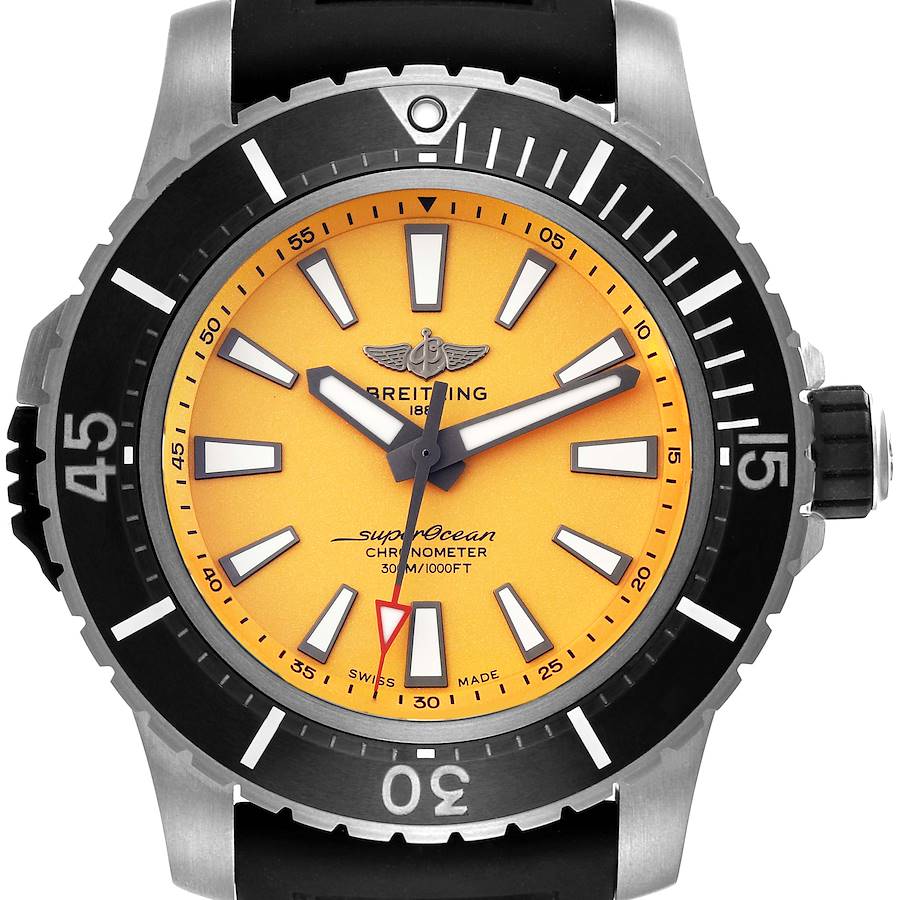 Breitling Superocean Yellow Dial Titanium Mens Watch E17369 Unworn SwissWatchExpo