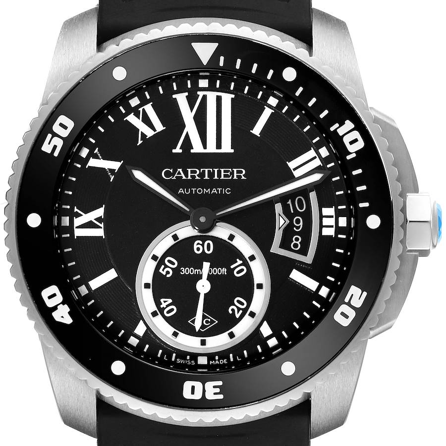 Cartier Calibre Black Dial Automatic Steel Mens Watch WSCA0012 Papers SwissWatchExpo