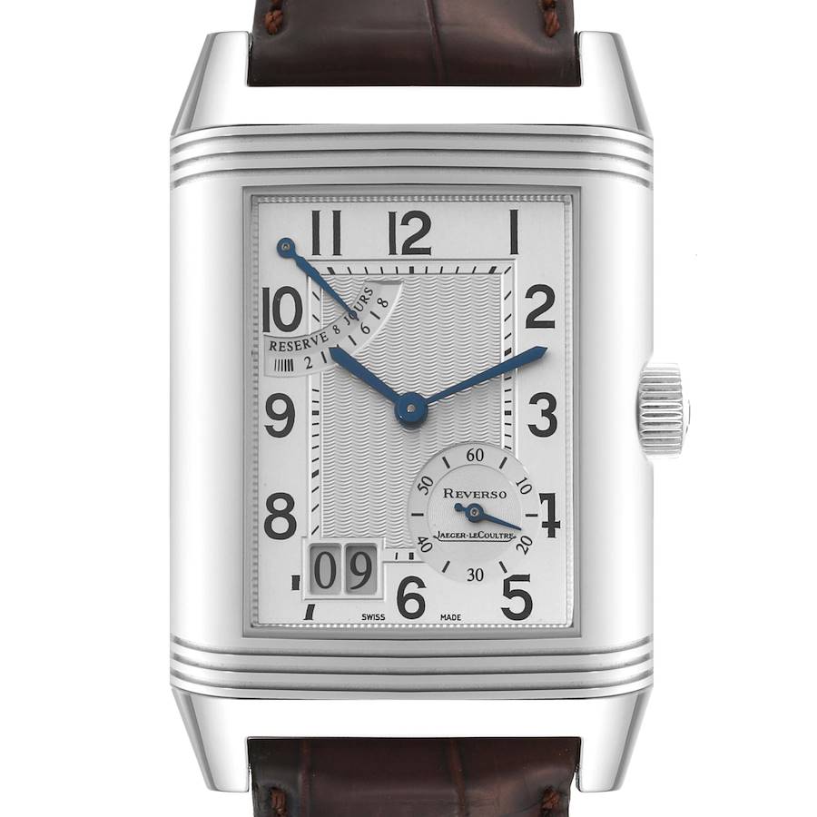 Jaeger LeCoultre Reverso Grande Date 8 Day Steel Mens Watch 240.8.15 Q3008420 SwissWatchExpo