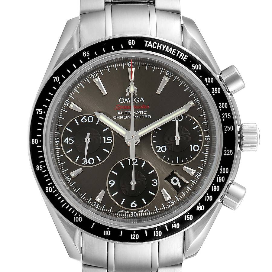 Omega Speedmaster Day Date Gray Dial Watch 323.30.40.40.06.001 Box Card SwissWatchExpo
