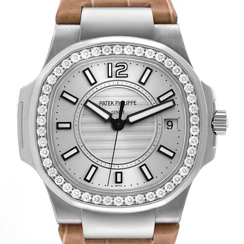 Photo of Patek Philippe Nautilus White Gold Diamond Bezel Ladies Watch 7010G Box Papers