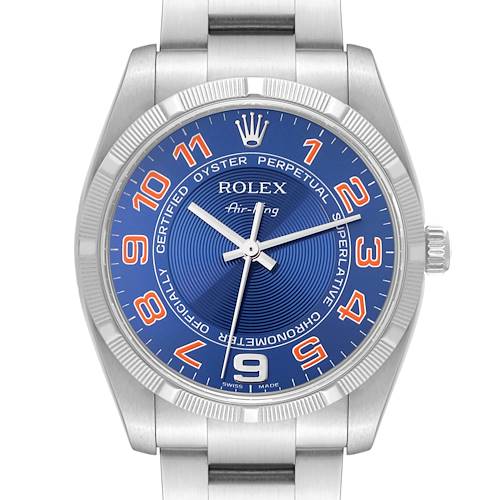 Photo of Rolex Air King Blue Concentric Dial Steel Mens Watch 114210