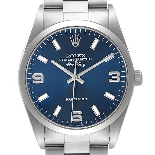 Photo of Rolex Air King Steel Blue Dial Smooth Bezel Mens Watch 14000