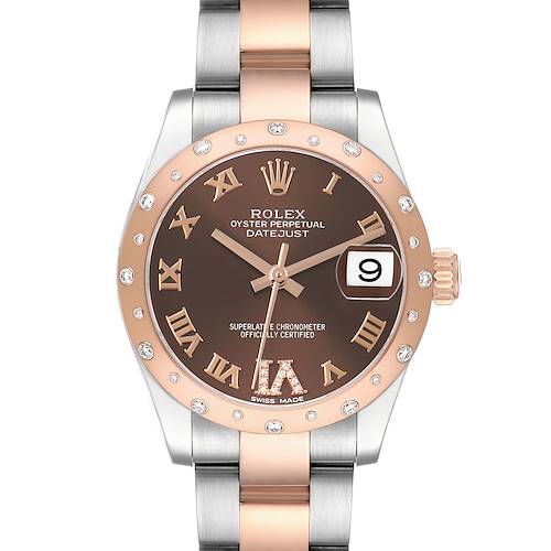 Photo of Rolex Datejust 31 Midsize Steel Rose Gold Diamond Ladies Watch 178341