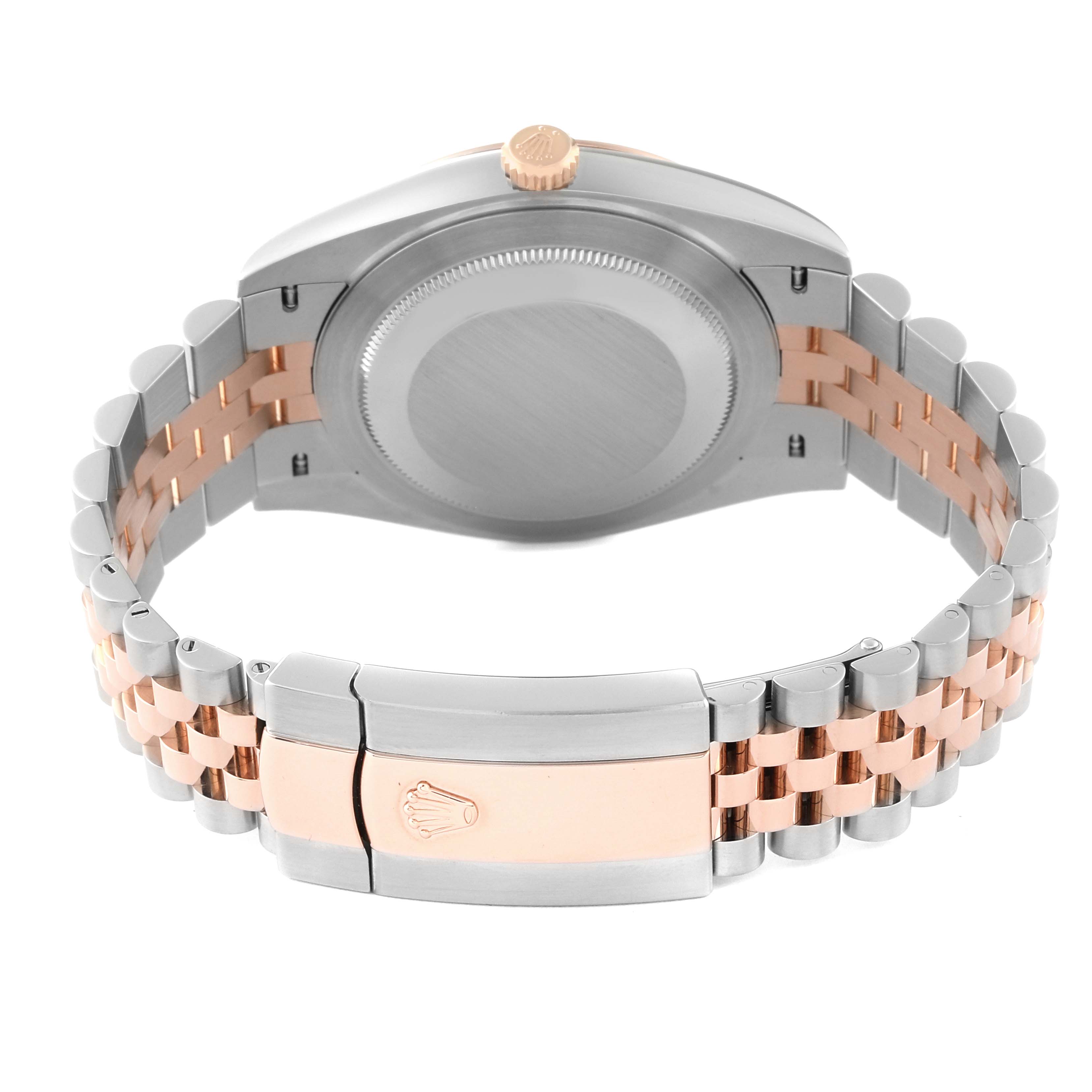 This image shows the back view and clasp of the Rolex Datejust 41 126301 Men's Steel and Gold (two tone) Grey Dial 126301 Men's Steel and Gold (two tone) Grey Dial, highlighting the two-tone bracelet and case back.