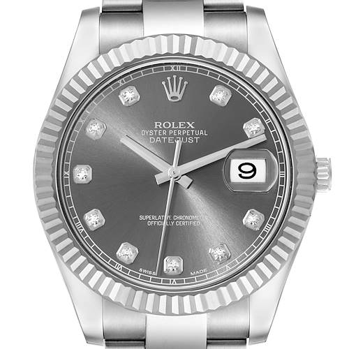 Photo of Rolex Datejust II 41 Rhodium Diamond Dial Steel White Gold Mens Watch 116334