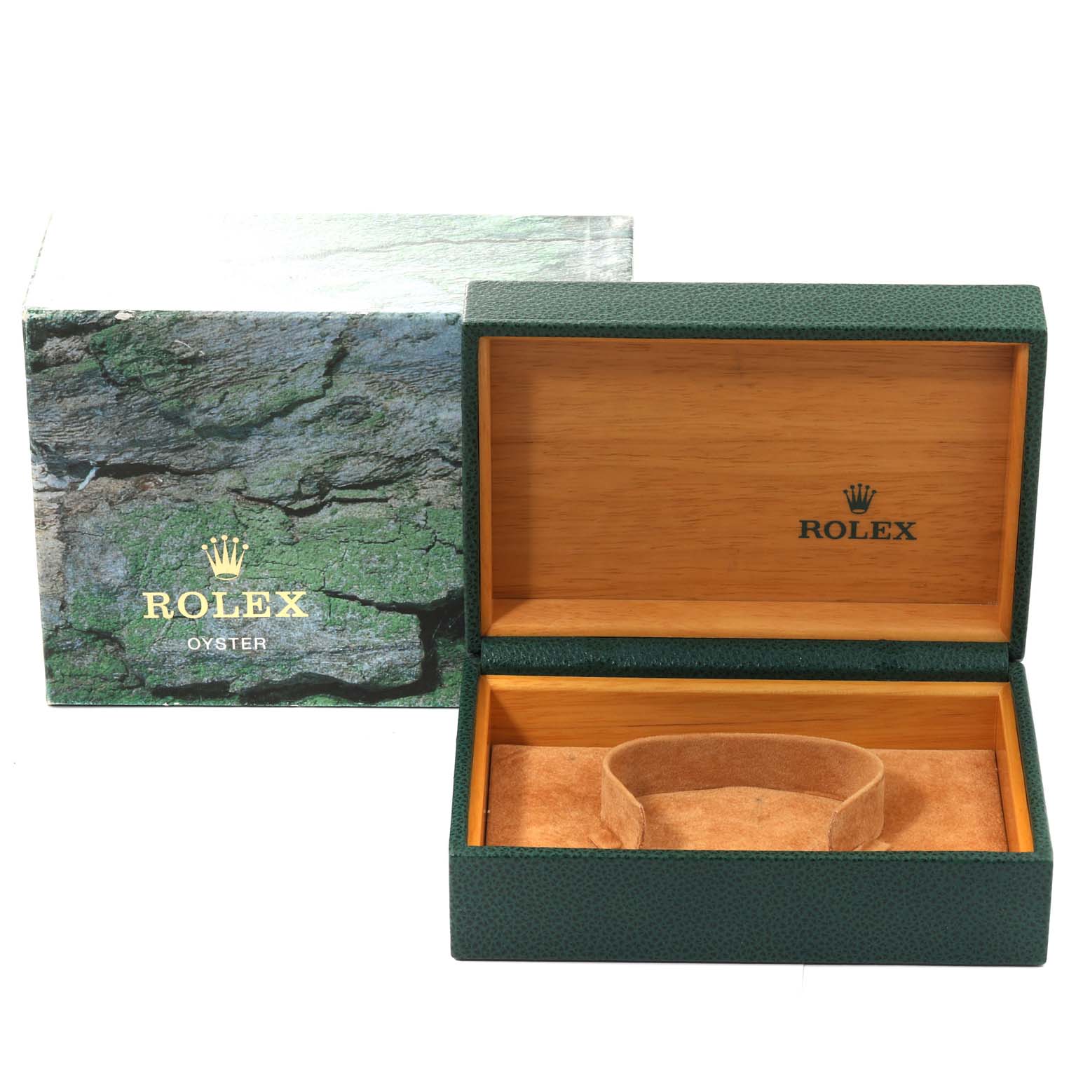 This image shows the packaging and presentation box for a Rolex Mid-Size 68274 Women
s Stainless Steel White Dial 68274 Women
s Stainless Steel White Dial model watch.
